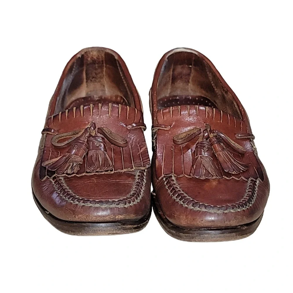 Vintage Cole Haan Men's Brown Tassel Loafers Leather Hand Sewn Sz 8.5 M‎